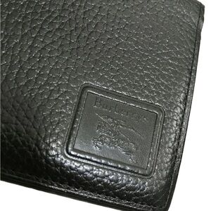 Burberry Unisex Bi-fold Wallet / Card Holder Embossed Black Leather W/ COA